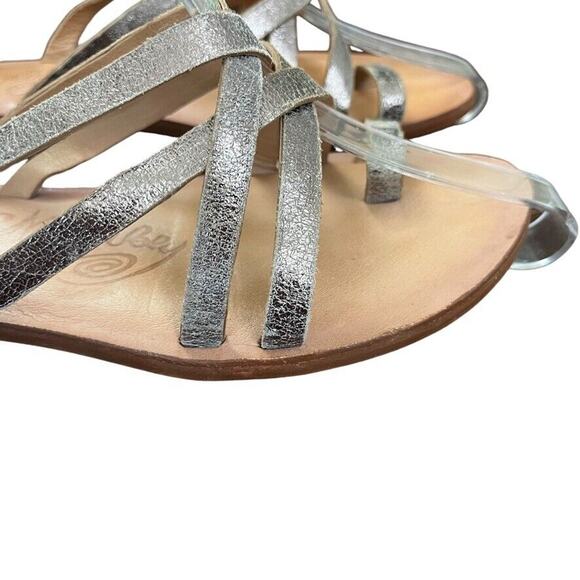 Naughty Monkey Womens Metallic Leather Toe Ring Sandals Strappy Shoes Flats 6.5 - Picture 13 of 16